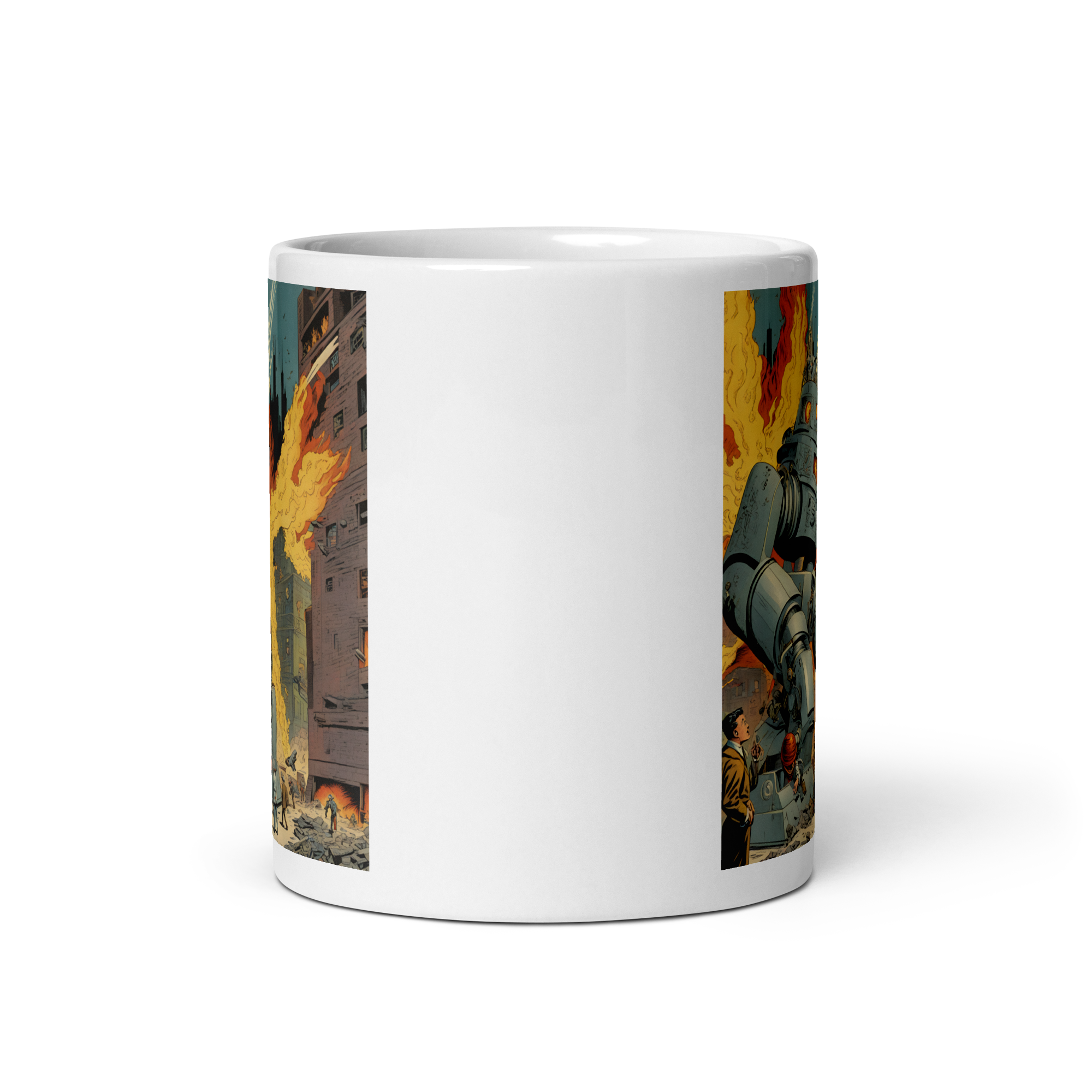 Killer Robots Run Amok White Glossy Mug