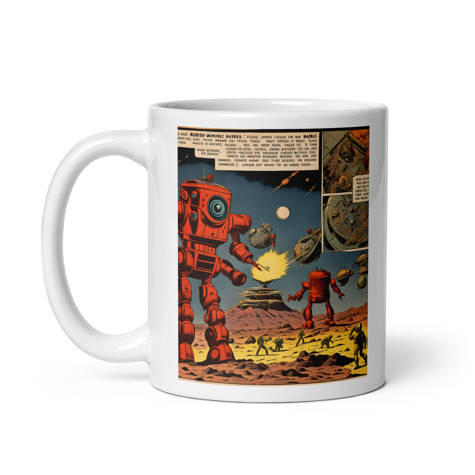 Invasion of the Killer Robots! White Glossy Mug