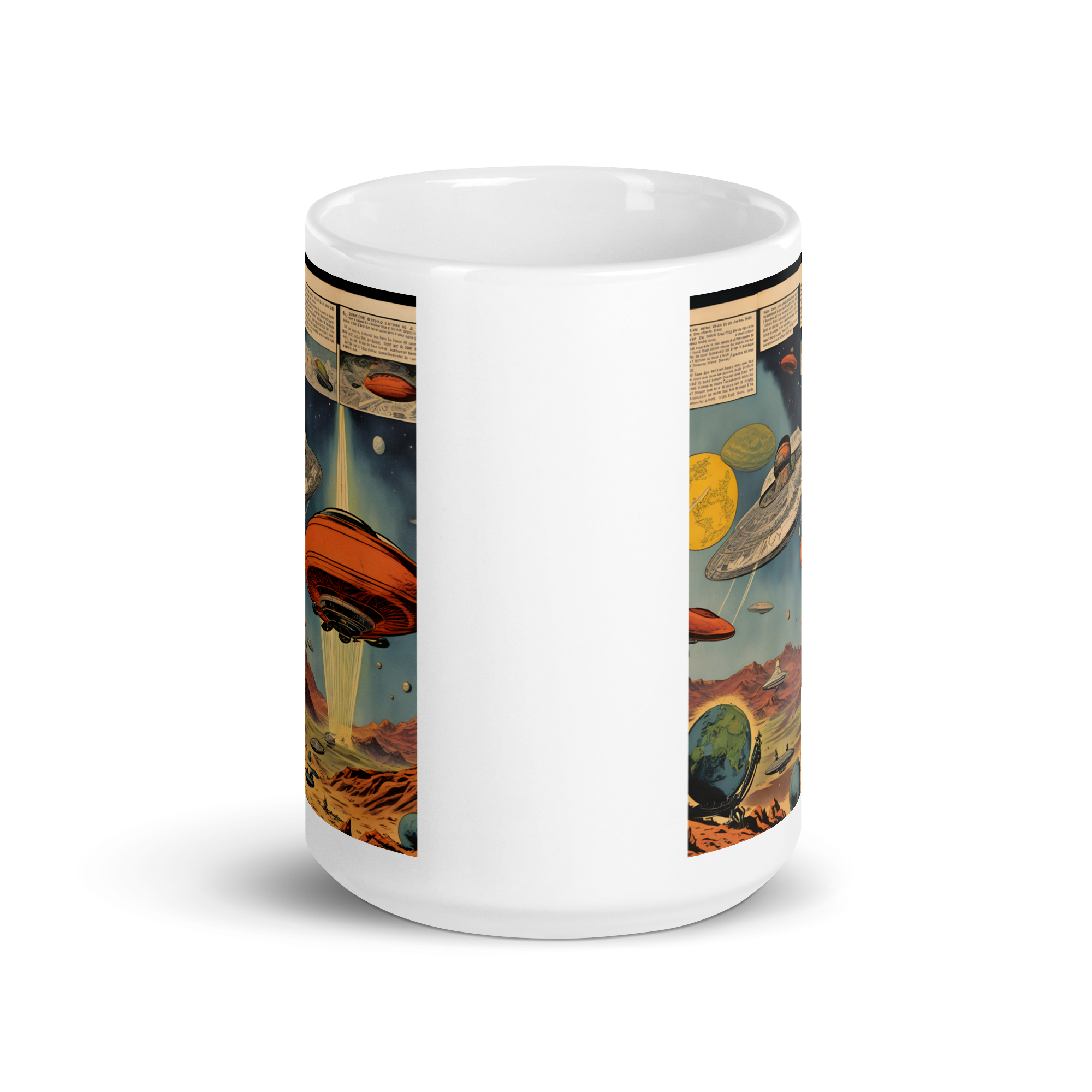 Attack of the Saucer Men! White Glossy Mug