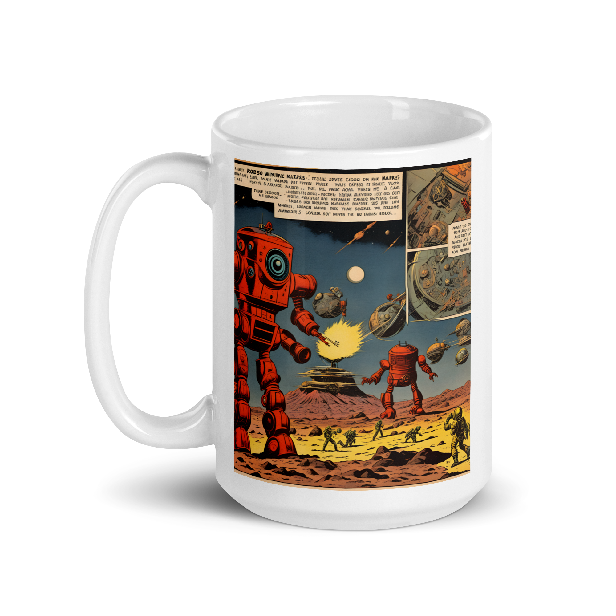 Invasion of the Killer Robots! White Glossy Mug