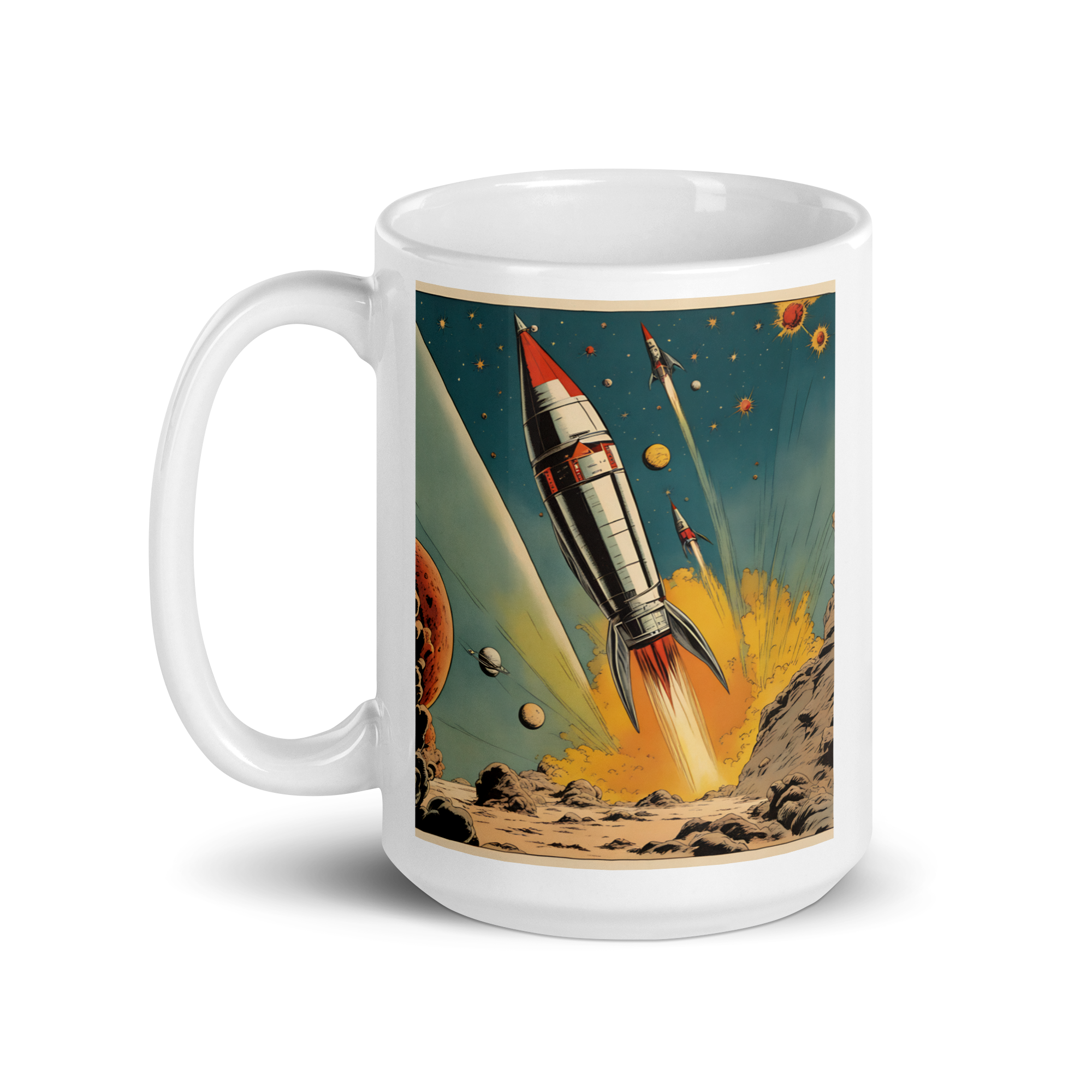 Blast Off for Strange New Worlds! White Glossy Mug