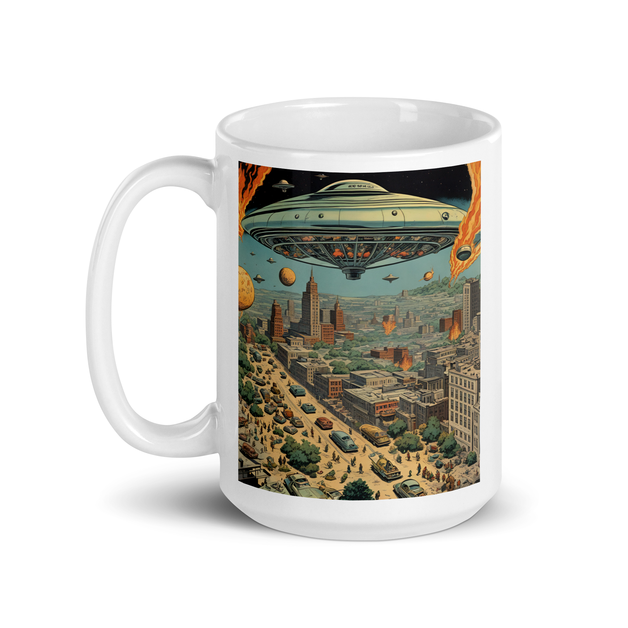 UFO Attack! White Glossy Mug