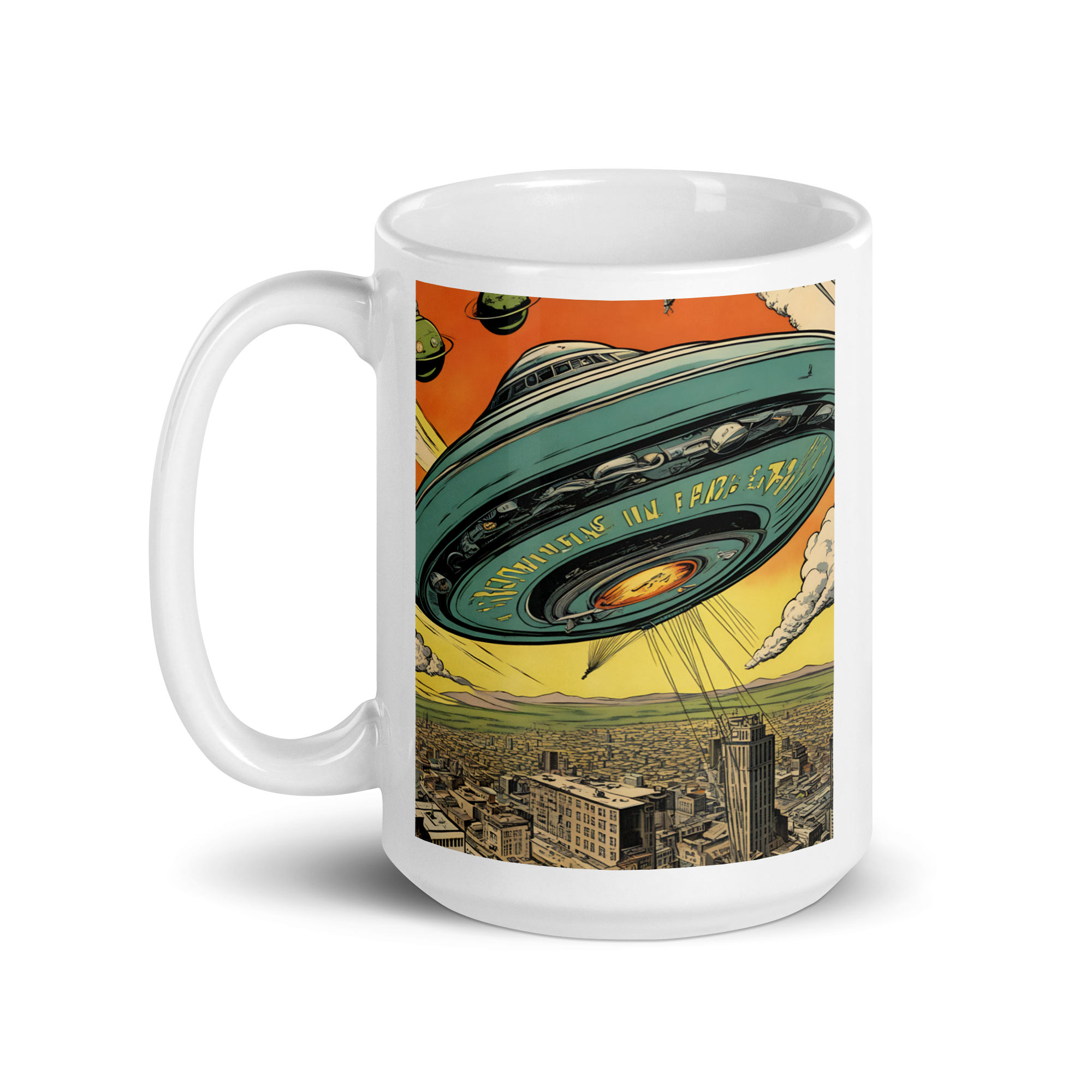 Saucer Attack White Glossy Mug