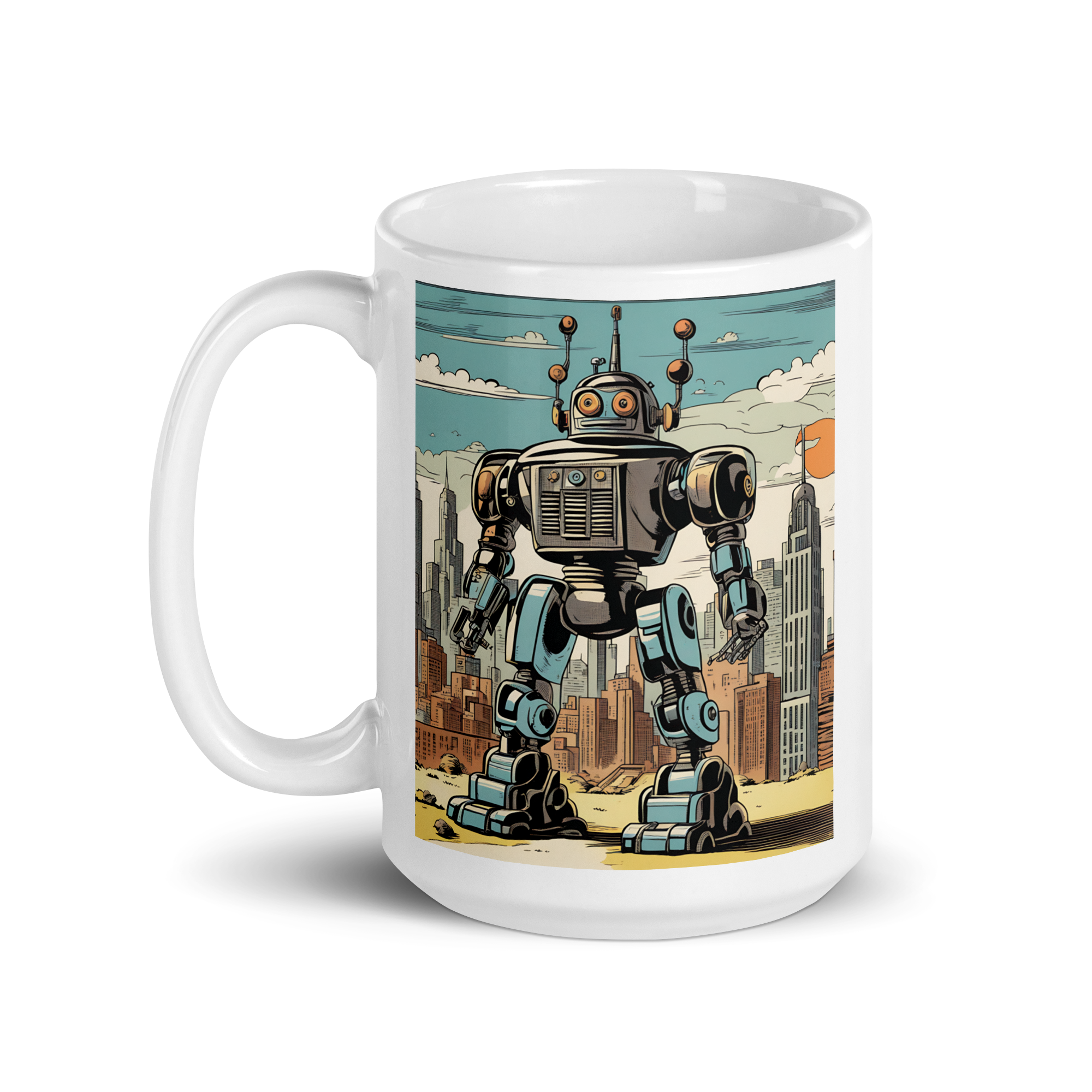 Giant Robot White Glossy Mug