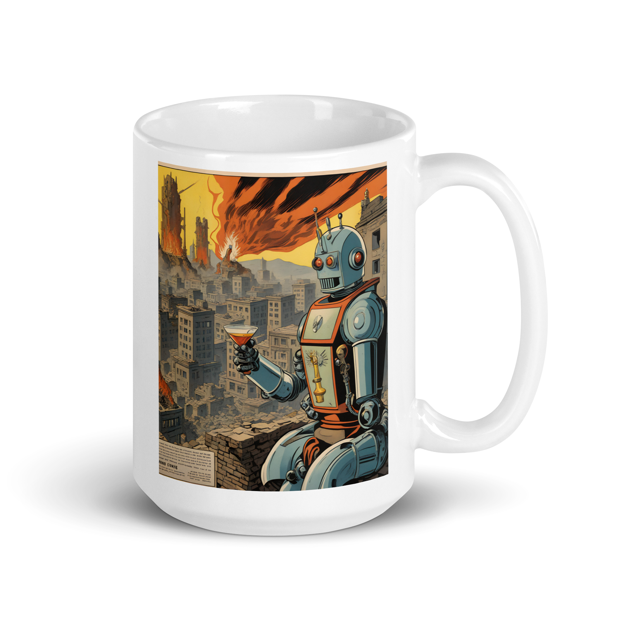 When the Robot Human War Was Over White Glossy Mug