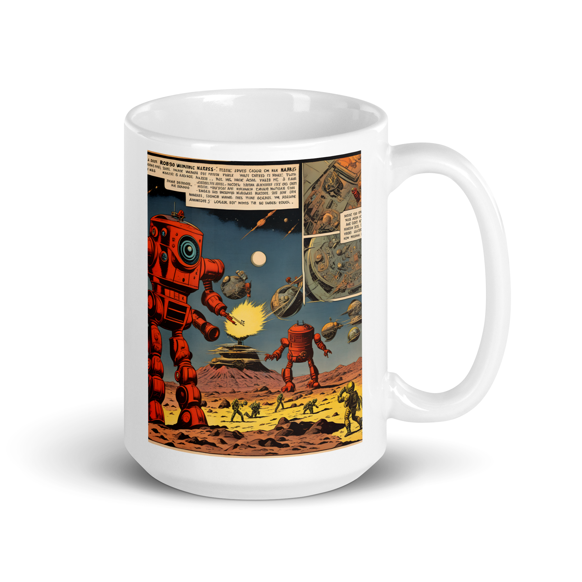 Invasion of the Killer Robots! White Glossy Mug