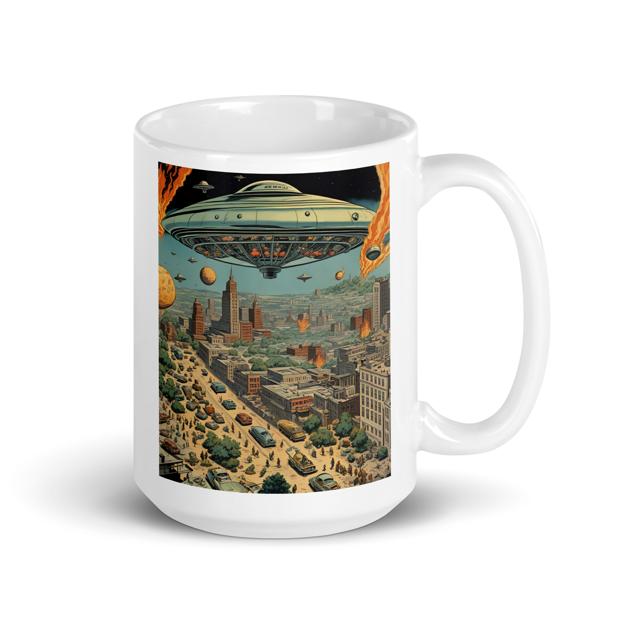 UFO Attack! White Glossy Mug