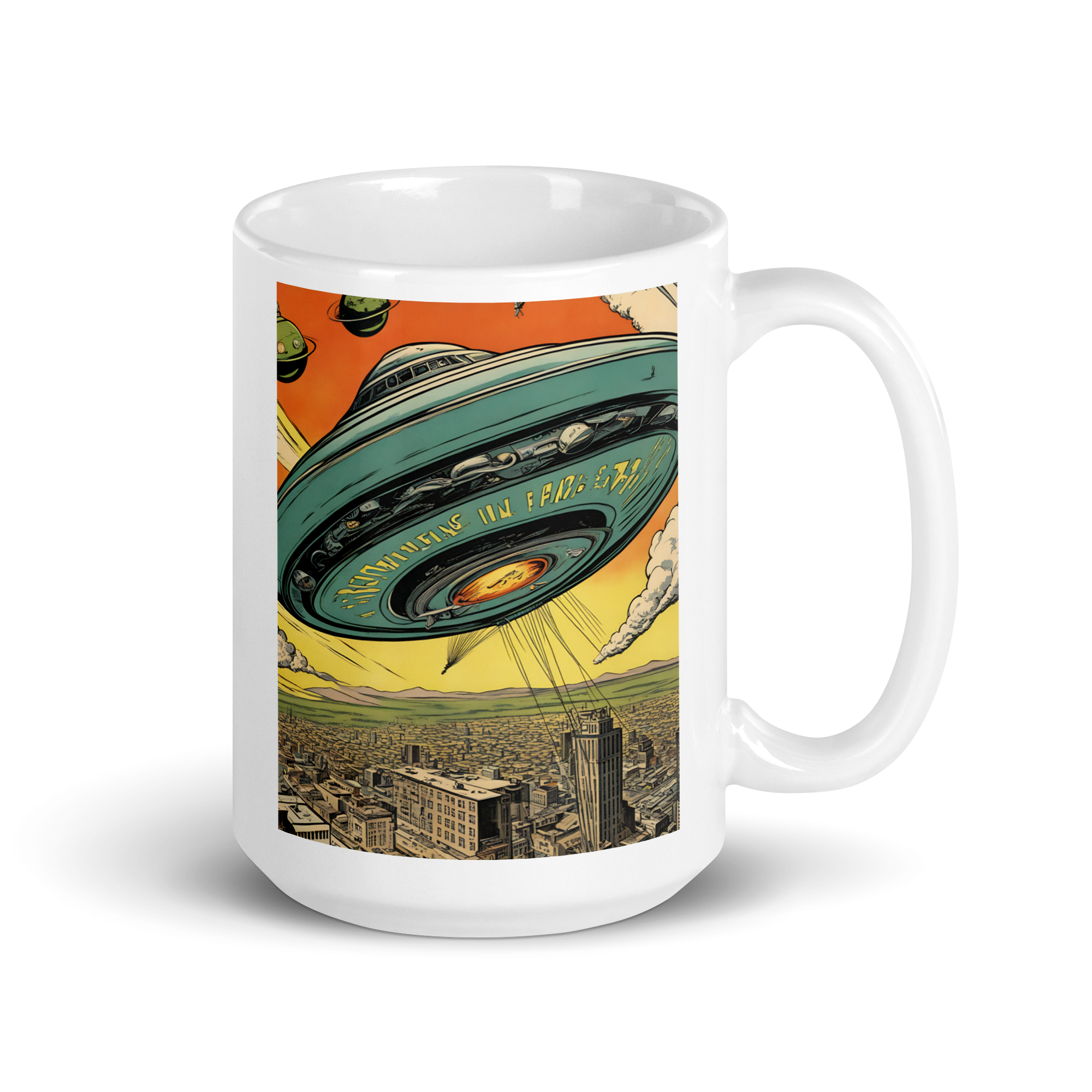 Saucer Attack White Glossy Mug