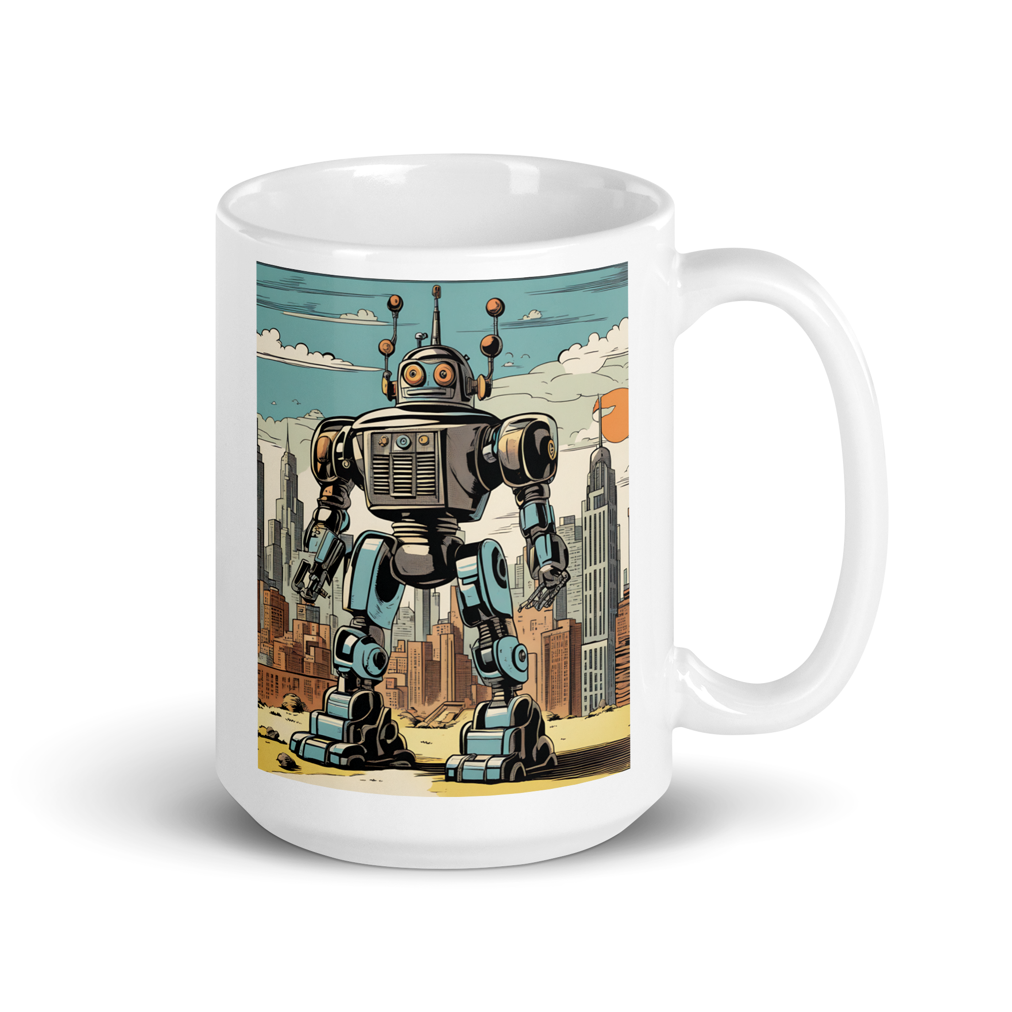 Giant Robot White Glossy Mug