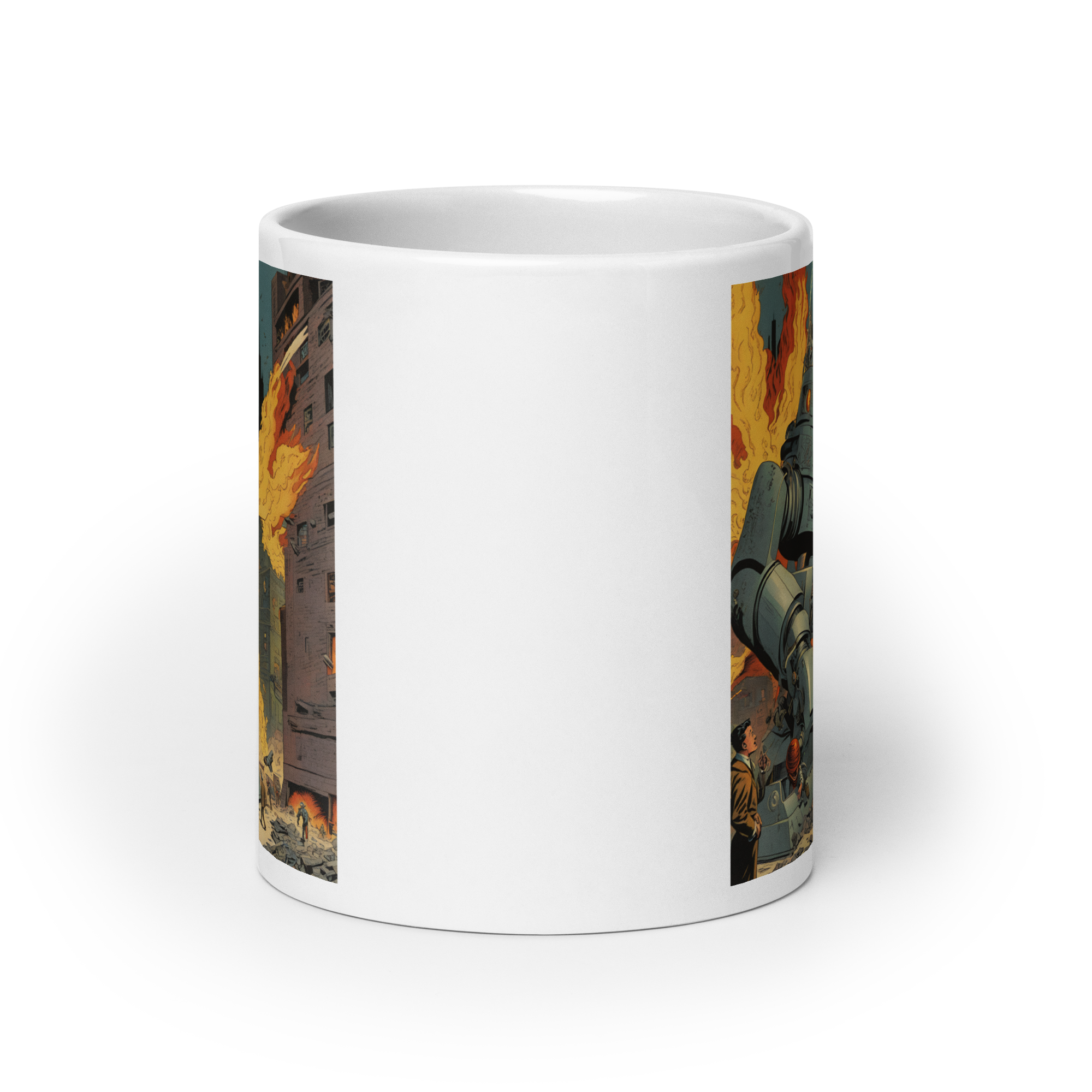 Killer Robots Run Amok White Glossy Mug