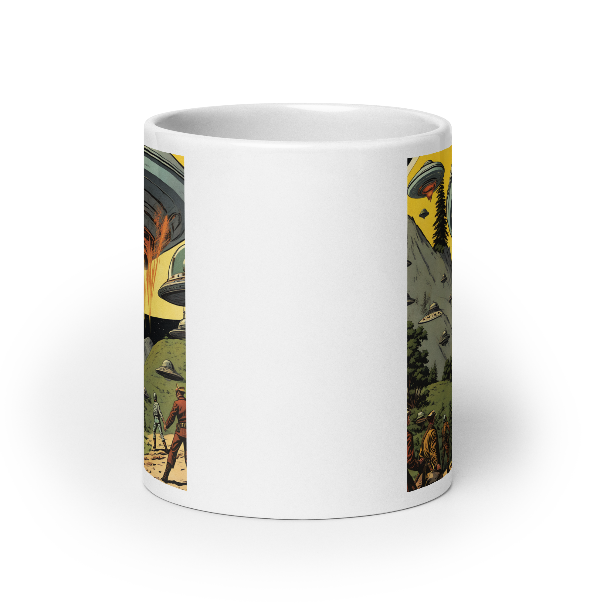 Saucers Overhead White Glossy Mug