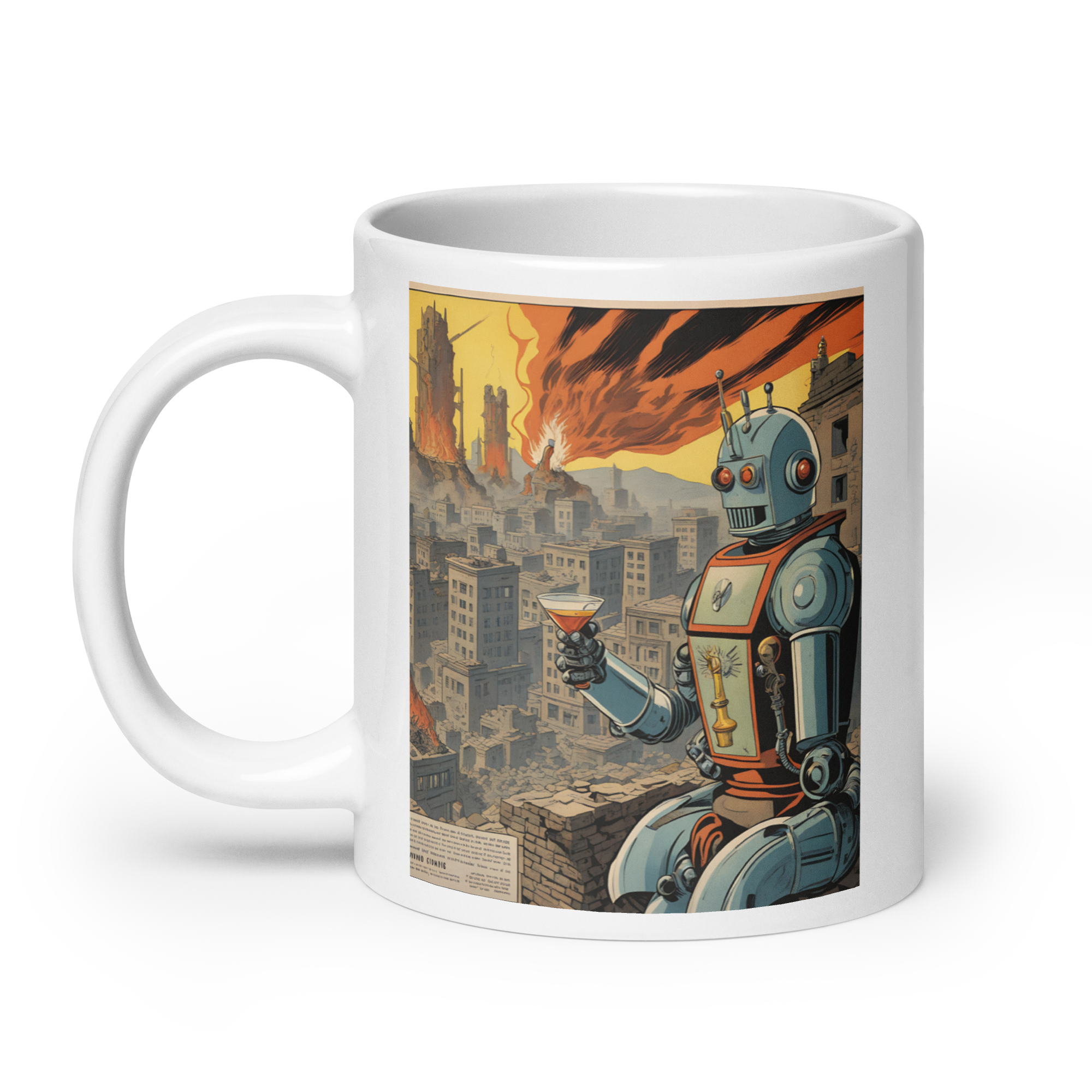 When the Robot Human War Was Over White Glossy Mug