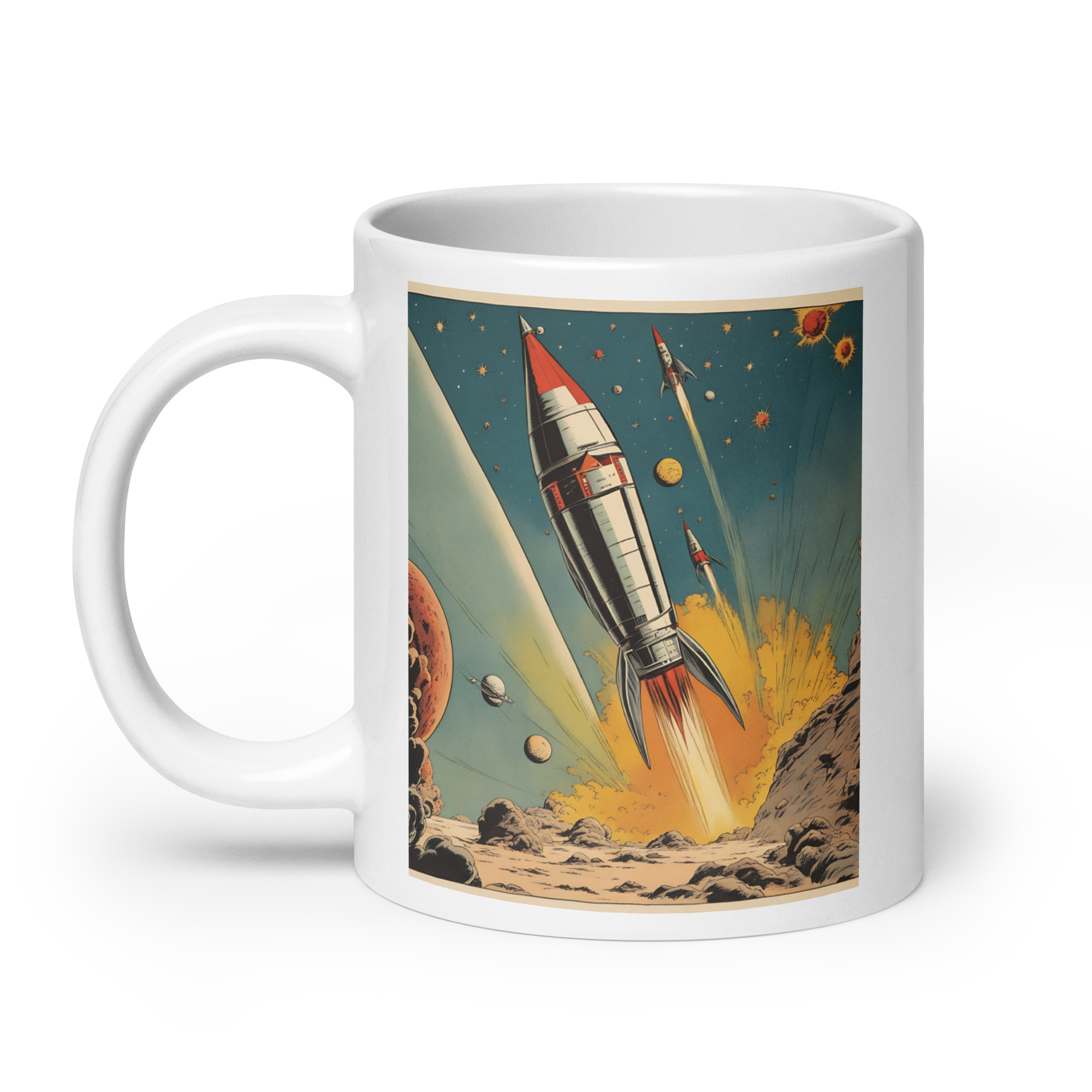 Blast Off for Strange New Worlds! White Glossy Mug