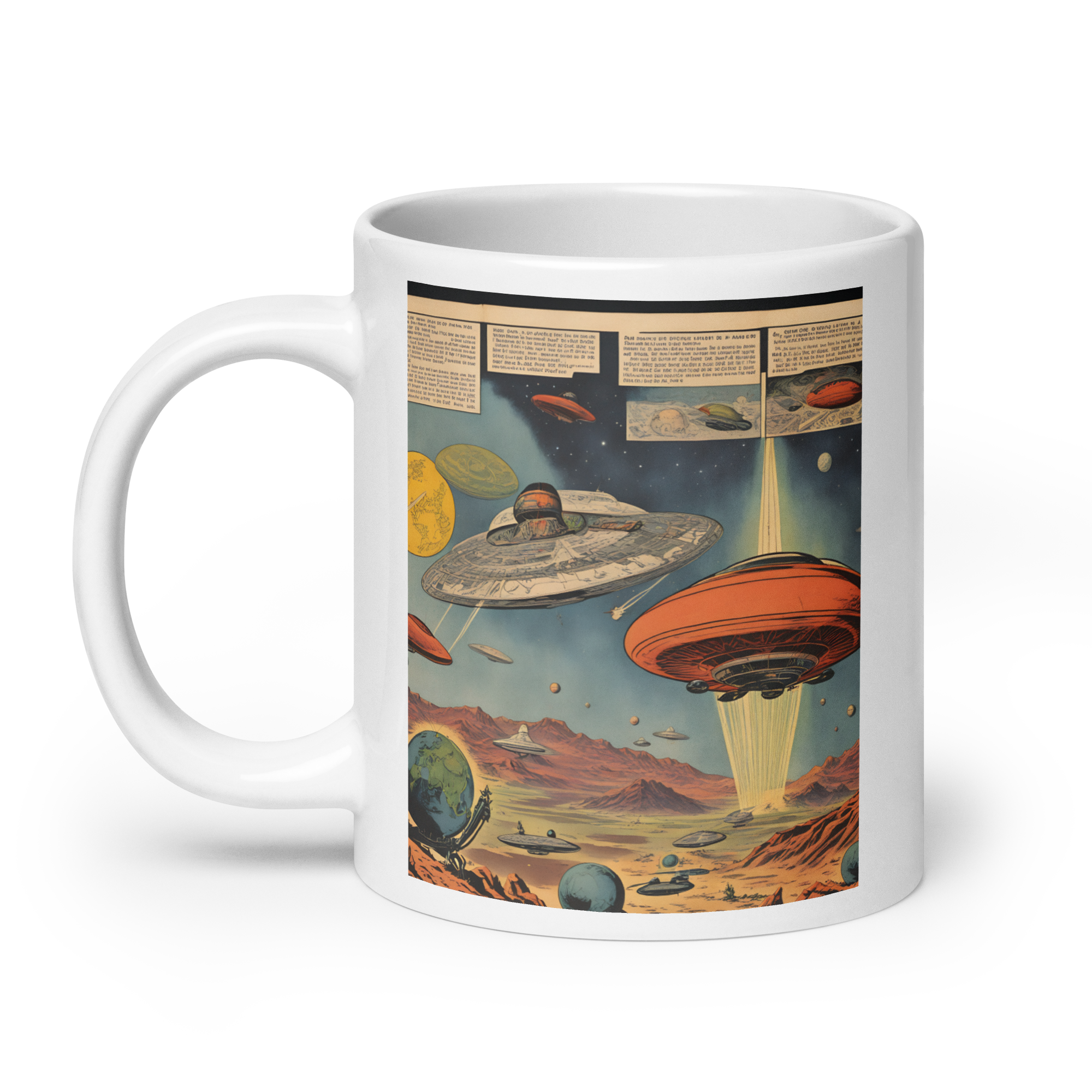 Attack of the Saucer Men! White Glossy Mug