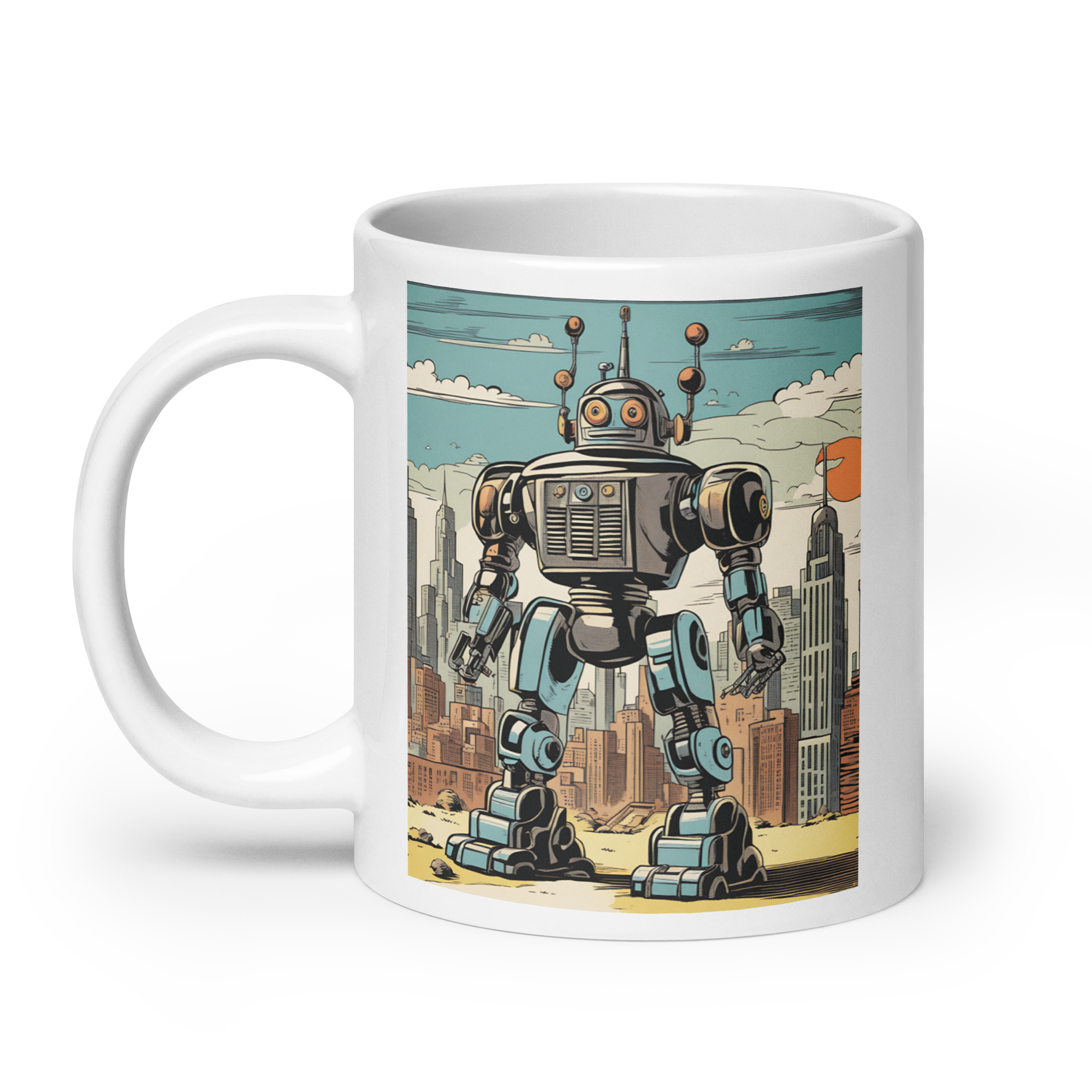 Giant Robot White Glossy Mug