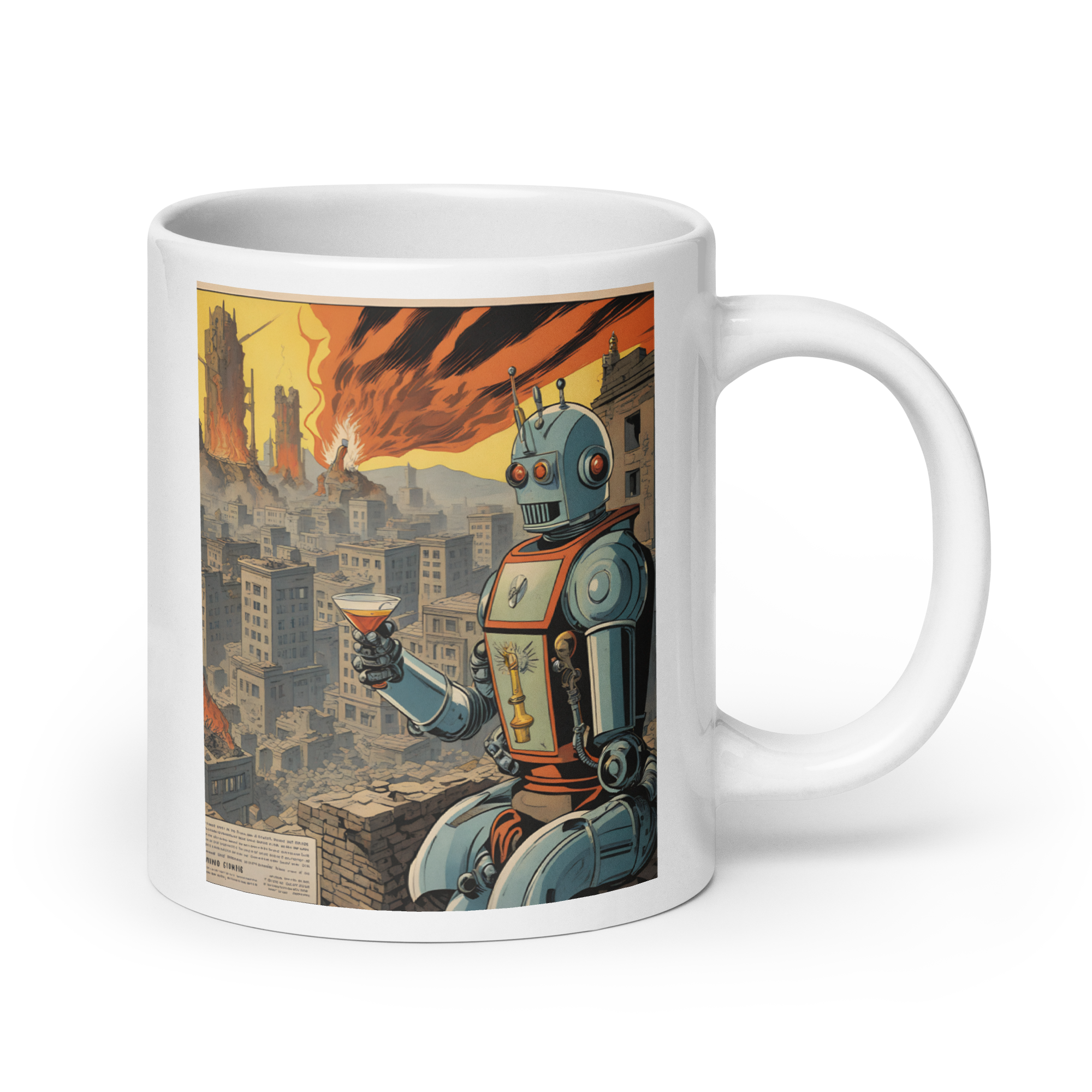 When the Robot Human War Was Over White Glossy Mug