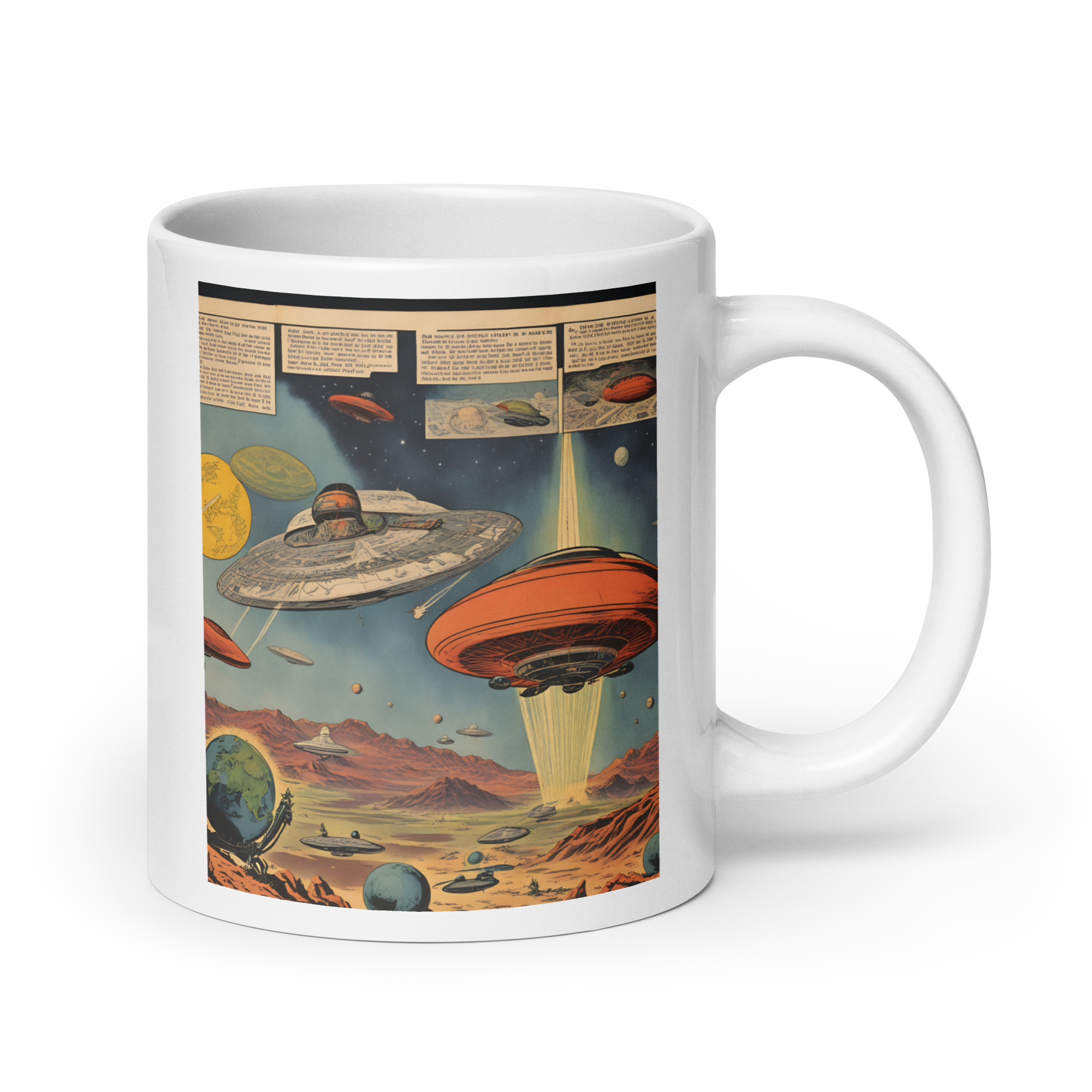 Attack of the Saucer Men! White Glossy Mug