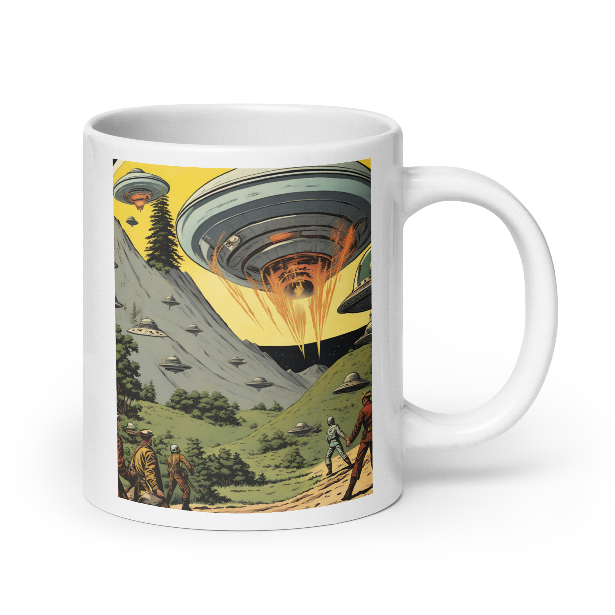 Saucers Overhead White Glossy Mug