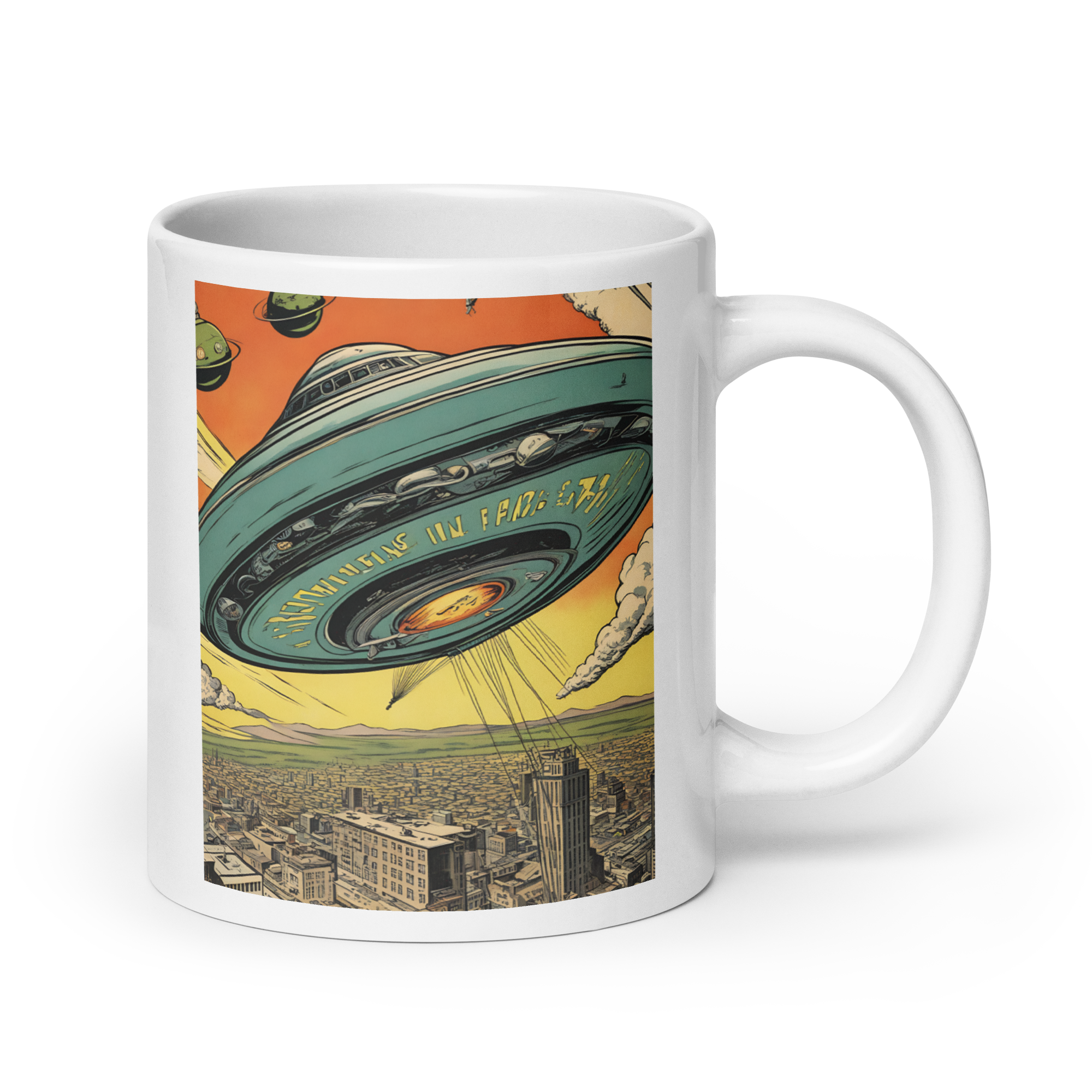 Saucer Attack White Glossy Mug