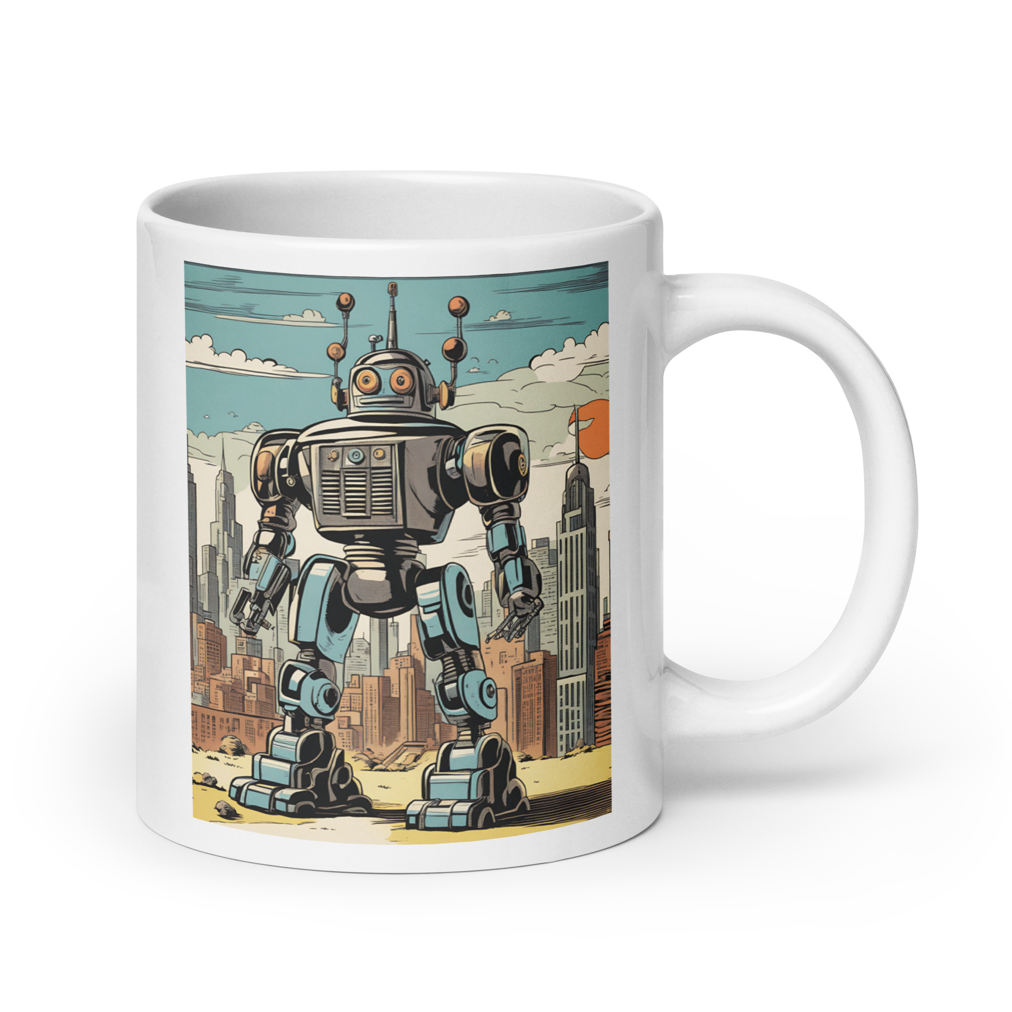 Giant Robot White Glossy Mug