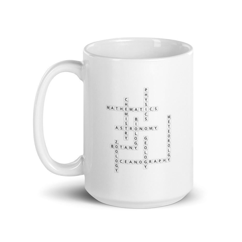 Science Scrabble White Glossy Mug