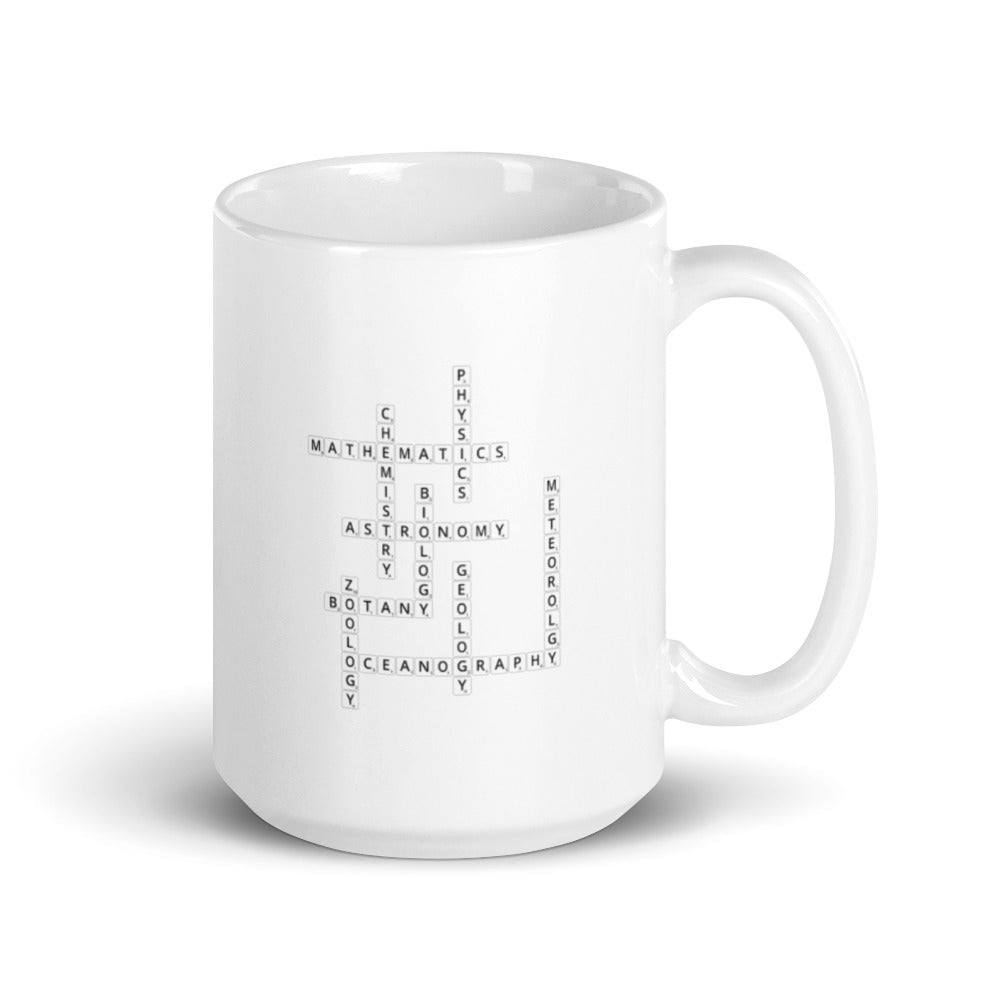 Science Scrabble White Glossy Mug