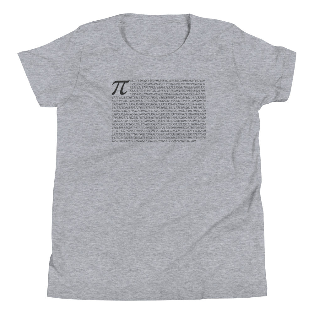 Pi to 1,000 Digits Youth Short Sleeve T-Shirt (Dark Print)