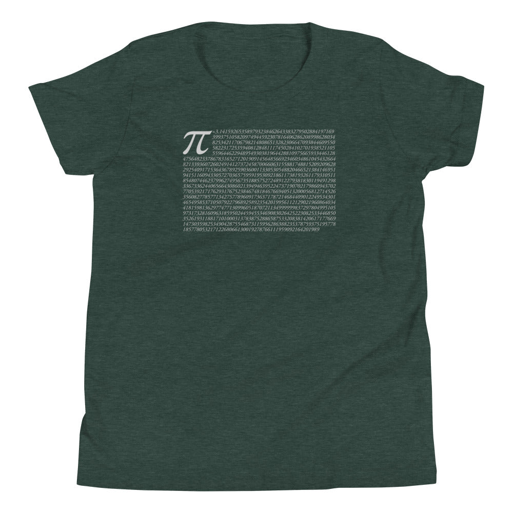 Pi to 1,000 Digits Youth Short Sleeve T-Shirt (Light Print)